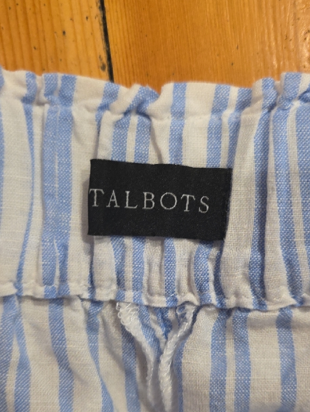 Talbots Blue and White Striped Elastic Waist Shorts - Picture 2 of 4